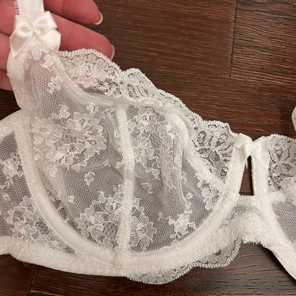 NWT Paramour by Felina Bra: Captivate Underwire Sheer Lace Full-Figure Bra WHT - Picture 5 of 6